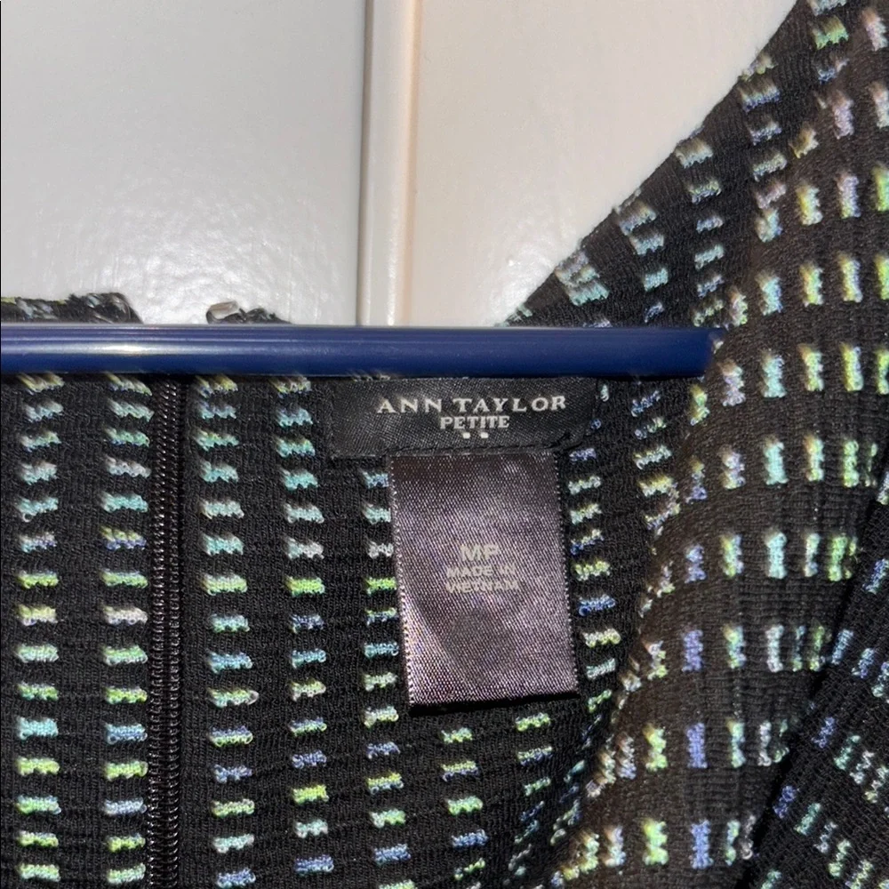 Ann Taylor Petite Tweed Black Blue and Green Dress - Picture 4 of 7